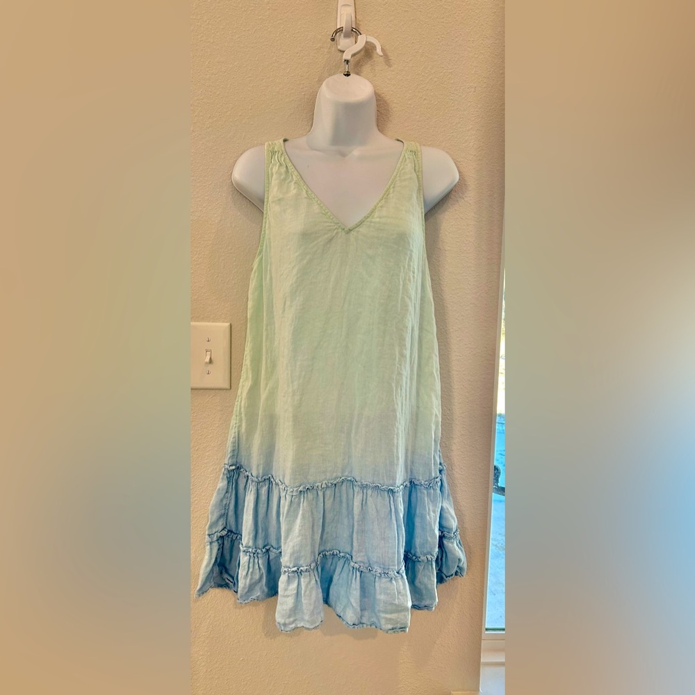 Vineyard vines mint green and light blue Ombre Sleeveless linen Dress small
